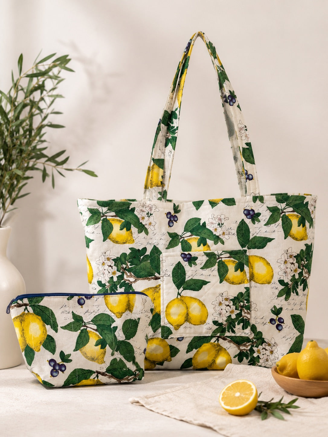 THE Summer Bag - Lemon Quilted Tote Bag