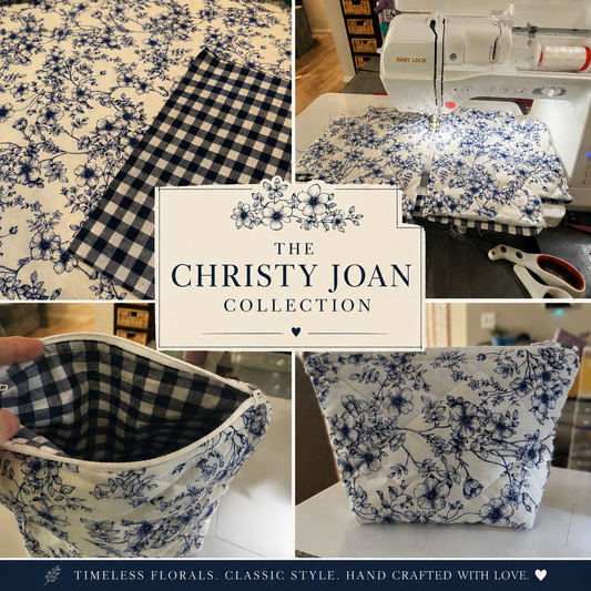 Elegant Navy Floral Make Up Bag