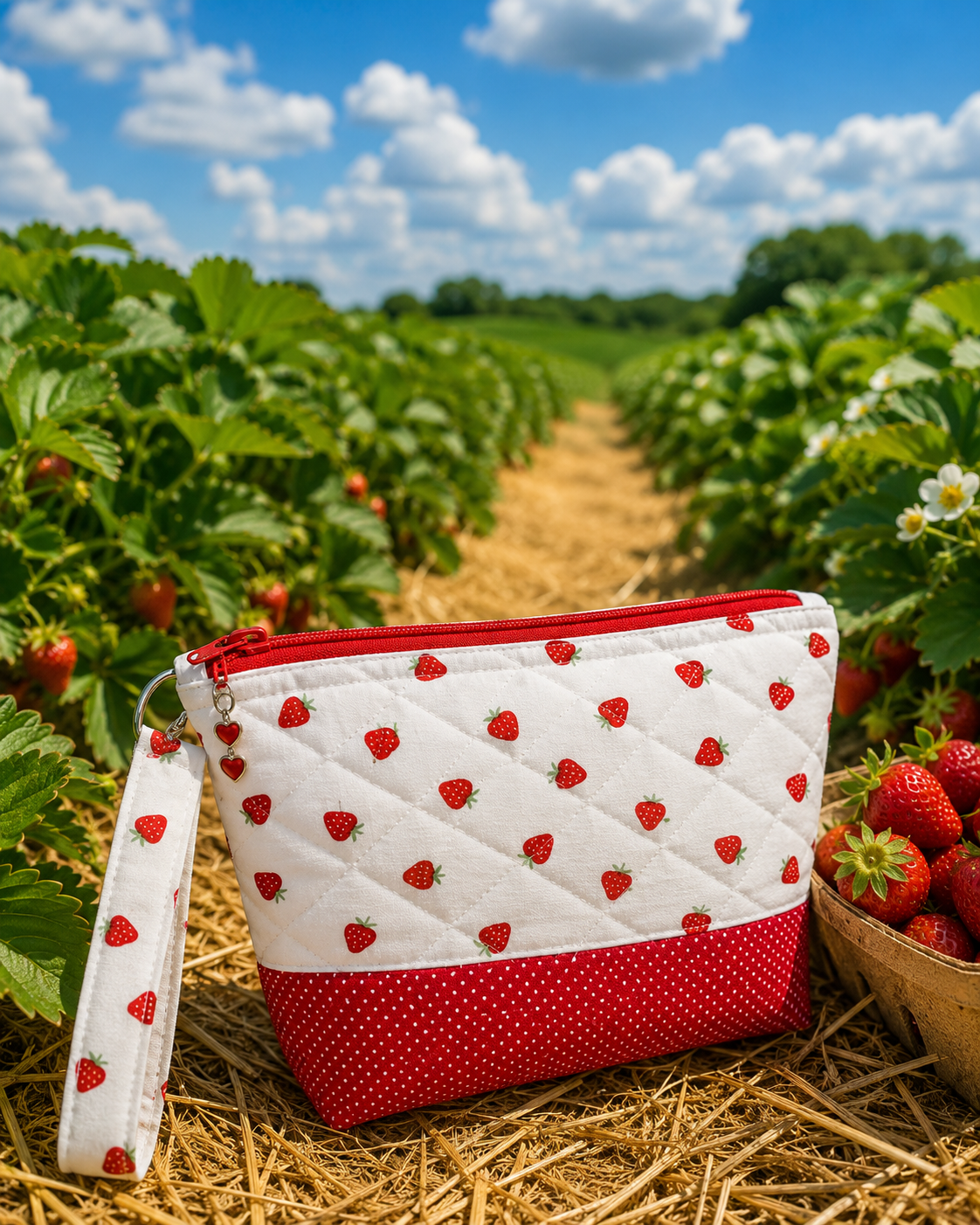 Strawberry Fields Make Up Bag & Key Fob Wristlet